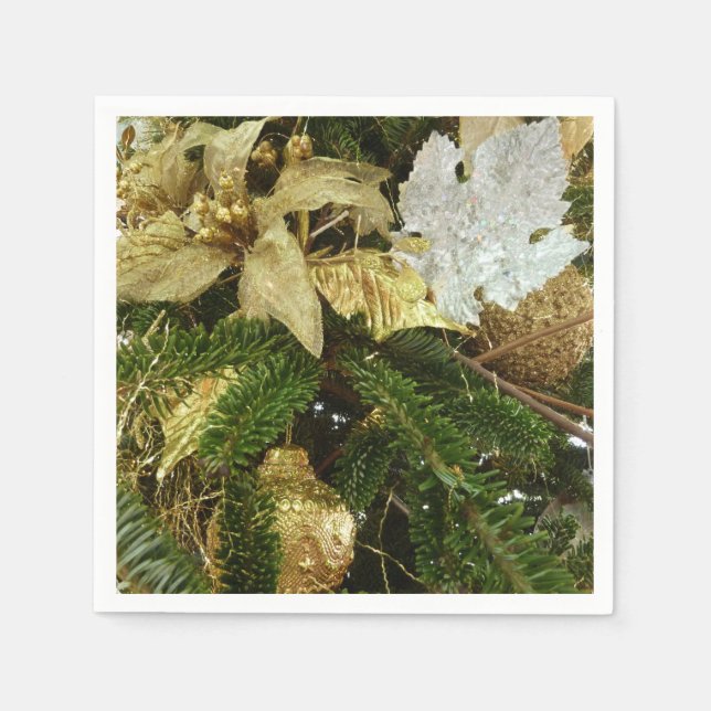 Guardanapo De Papel Feriado de Prata e Dourado Árvore de Natal II (Frente)