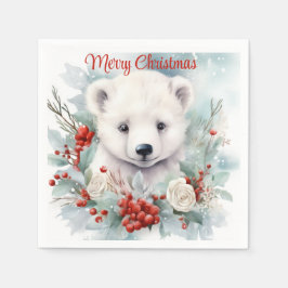 Guardanapo De Papel Feriado de Texto Personalizado do Bear Polar do Be