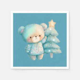 Guardanapo De Papel Feriado de Urso Bonito e Árvore de Natal