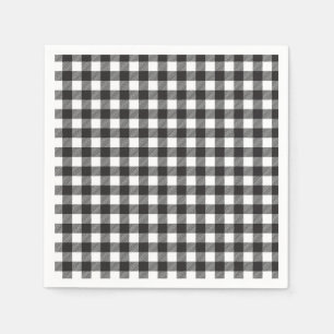 Guardanapo De Papel Feriado de Xadrez de Buffalo Branco e Preto