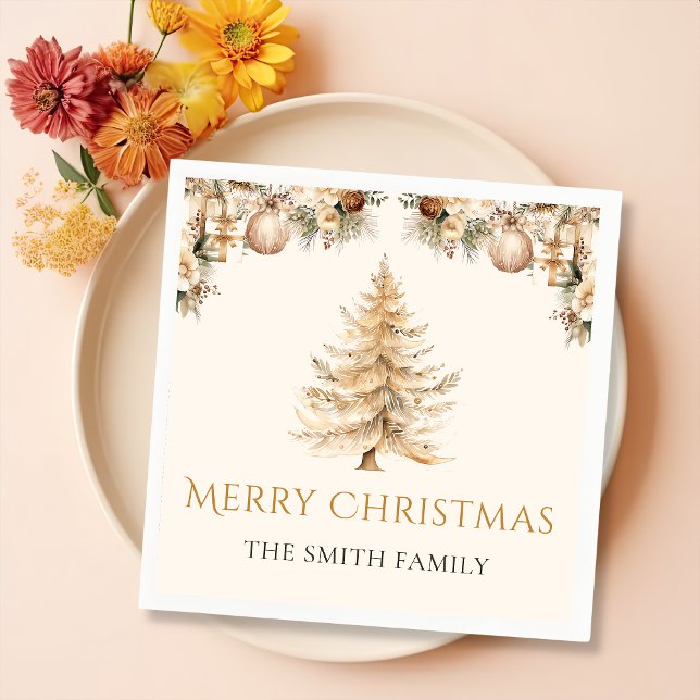 Guardanapo De Papel Feriado Dourado de Natal Elegante (Criador carregado)