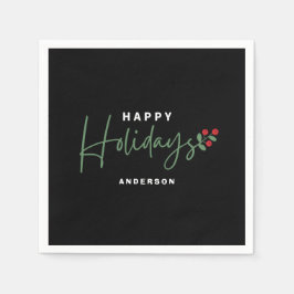 Guardanapo De Papel Feriado Feliz Negro