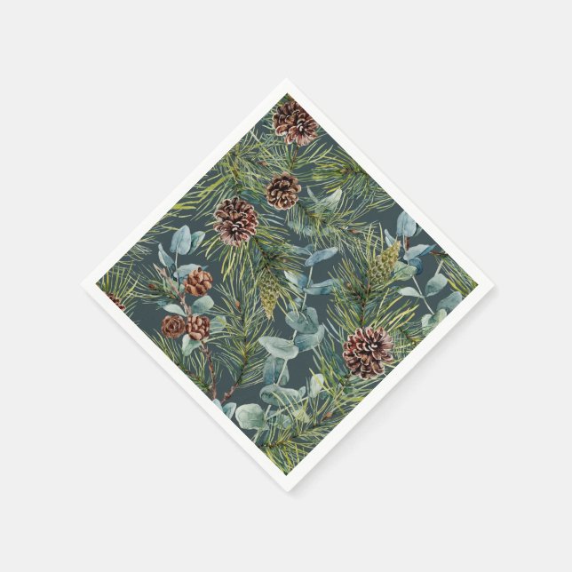 Guardanapo De Papel Feriado Florestal em Madeira de Aquarela (Canto)