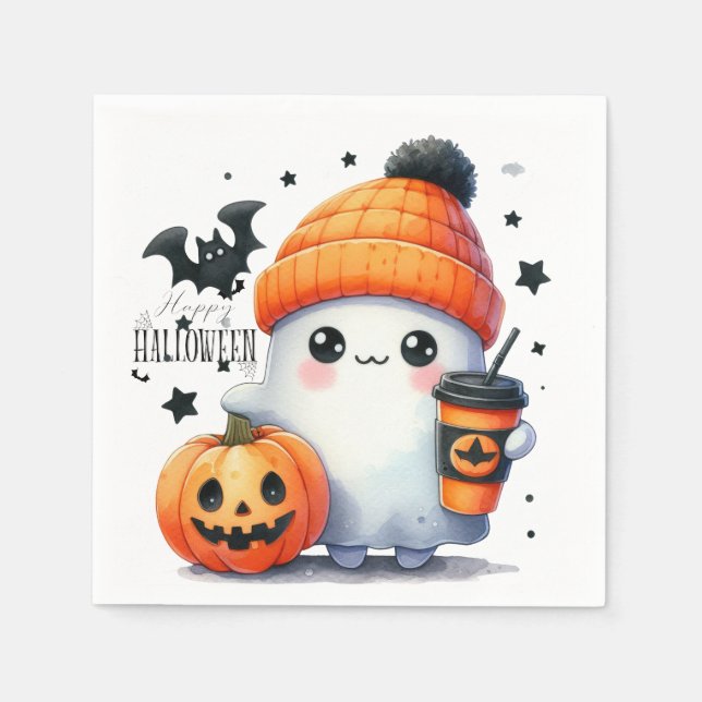 Guardanapo De Papel Feriado Ghost Pumpkin de Halloween (Frente)