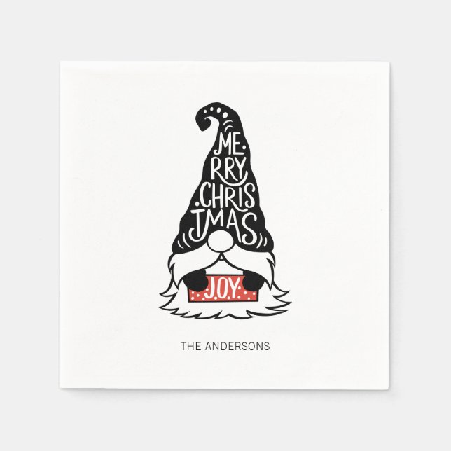 Guardanapo De Papel Feriado Gnomo de Natal Moderno (Frente)