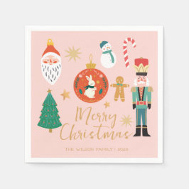Guardanapo De Papel Feriado natalino Papais noeis Noz-cracker Cookie