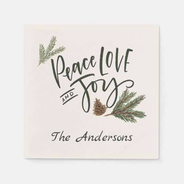 Guardanapo De Papel Feriado Personalizado de Paz e Joy (Frente)