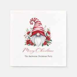 Guardanapo De Papel Feriado Personalizado do Gnomo Poinsettia