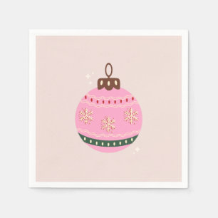 Guardanapo De Papel Feriado Retro Bauble Pink