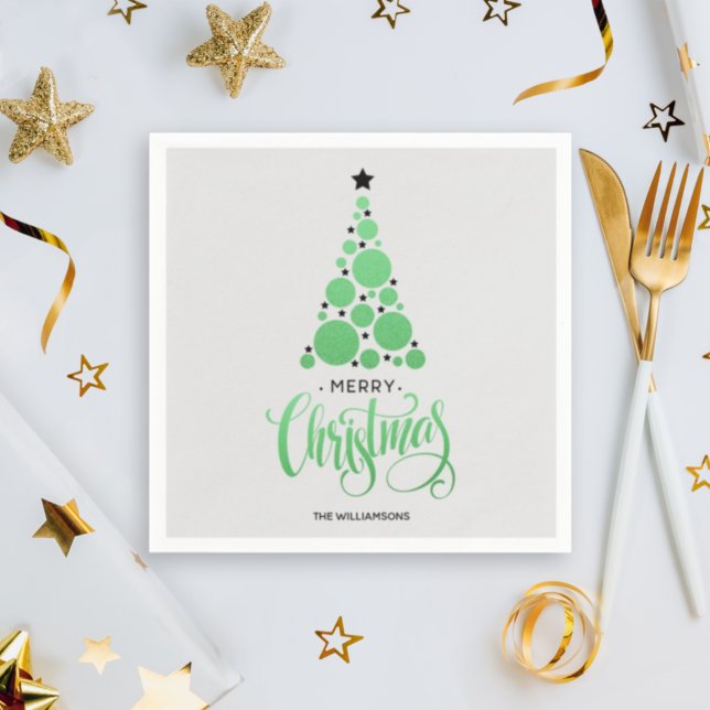 Guardanapo De Papel Feriado Verde de Natal Moderno Napkins (Criador carregado)