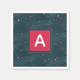 Guardanapo De Papel Feriado Vermelho do Monograma Personalizado de Nat