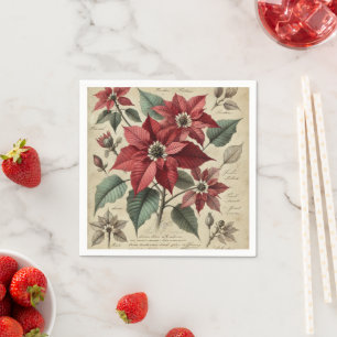 Guardanapo De Papel Feriado Vitoriano Poinsettia Botânica Découpage