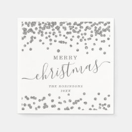 Guardanapo De Papel Feriados de Natal em Prata Simples Brancos