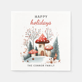 Guardanapo De Papel Feriados Felizes da Floresta Vermelha e Verde