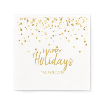 Feriados felizes para Confetti Dourado Elegante Pe