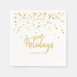 Guardanapo De Papel Feriados felizes para Confetti Dourado Elegante Pe