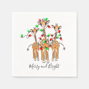 Guardanapo De Papel Feriados Girafas, luzes cintilantes, design de fé