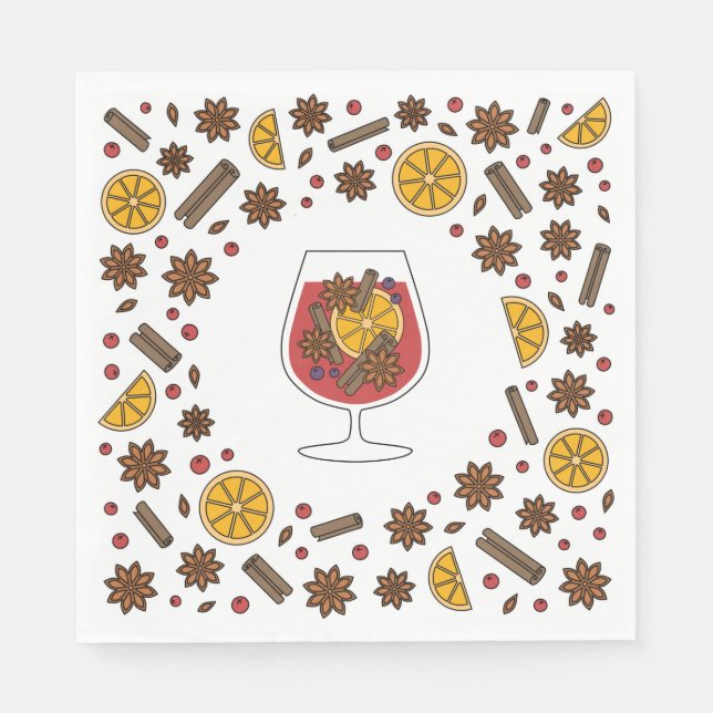 Guardanapo De Papel Feriados natalinos, vinhos tintos, especiarias (Frente)