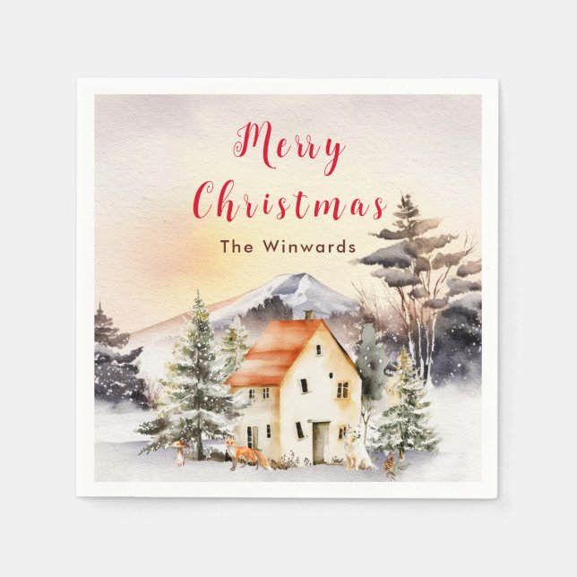 Guardanapo De Papel Férias de inverno Algodão Feliz Natal (Frente)