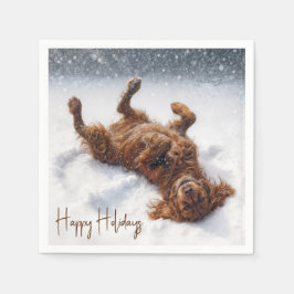 Guardanapo De Papel Férias Felizes Irish Setter Anjo da Neve