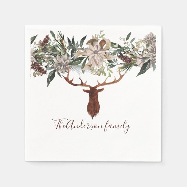 Guardanapo De Papel Férias florais modernas (Frente)