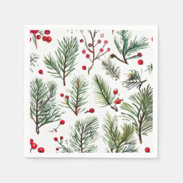 Guardanapo De Papel Férias Frutas Vermelhas & Design Floresta de Pinhe