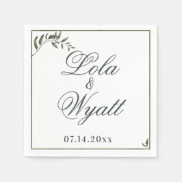 Guardanapo De Papel Fern Green Willow Branch Elegant Wedding