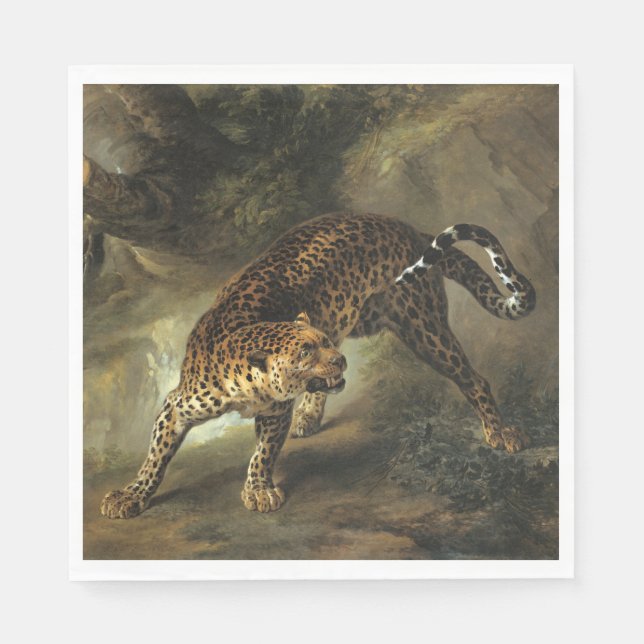 Guardanapo De Papel Ferocious Wild Leopard (por Jean-Baptiste Oudry) (Frente)