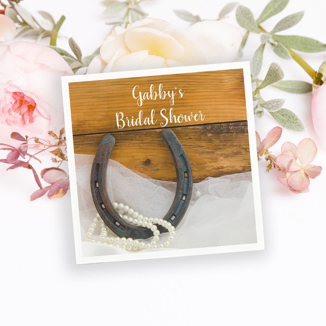 Guardanapo De Papel Ferradura e Pérolas - Chá de panela Ocidental (Criador carregado)