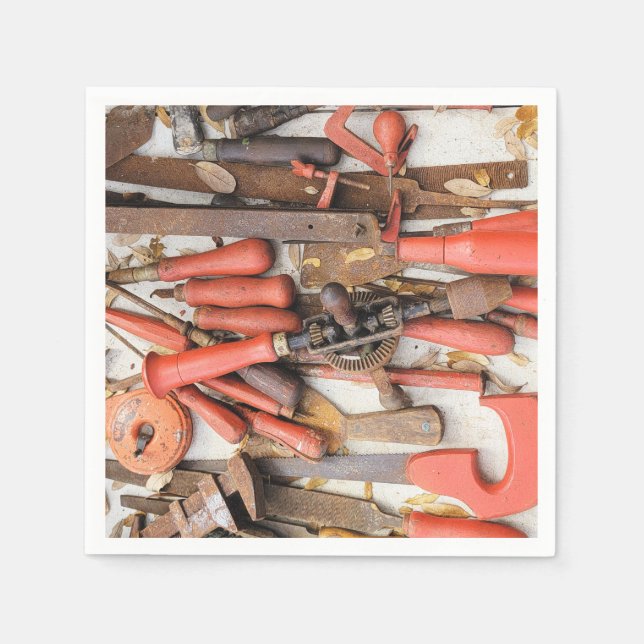 Guardanapo De Papel Ferramenta Antiguamente Rustic Red Man (Frente)