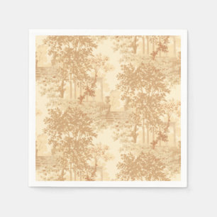 Guardanapo De Papel Ferramenta de Paisagem de Tan Vintage com Urns e C