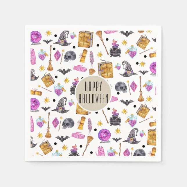 Guardanapo De Papel Festa Branca de Cores Aquáticas do Halloween (Frente)