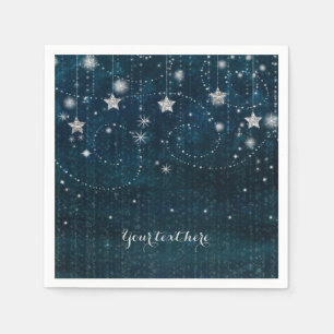 Guardanapo De Papel Festa Celestial Caprichosa Azul e Prateada Estrela