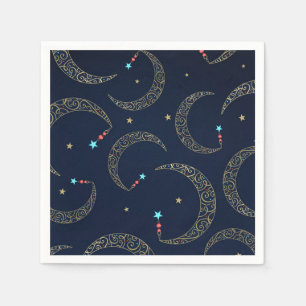 Guardanapo De Papel Festa Celestial da Lua Azul Mística com Filigrana