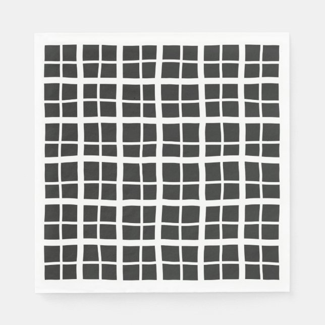 Guardanapo De Papel Festa Chic De Halloween De Xadrez Negra E Branca (Frente)