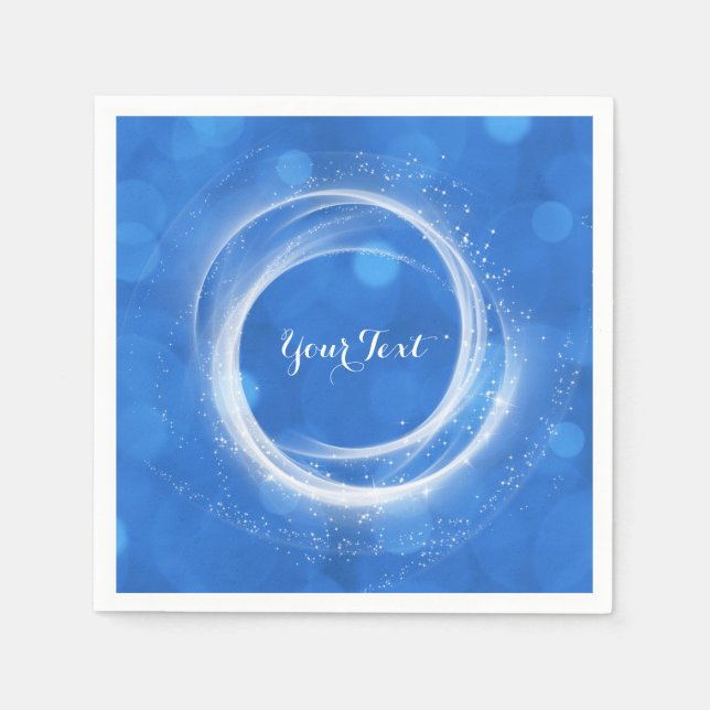 Guardanapo De Papel Festa Cinderela Brilho Azul e Branco para Qualquer (Frente)