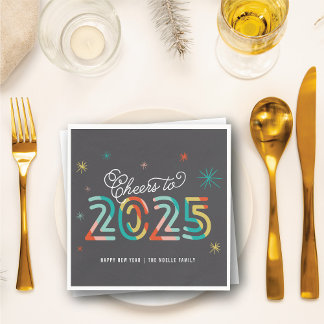Guardanapo De Papel Festa Colorida de Férias do Ano Novo 2025 Mod