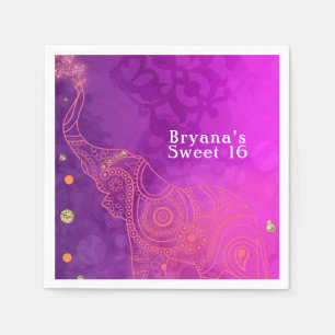 Guardanapo De Papel Festa Cor Personalizada Elefante Roxo Rosa Laranja