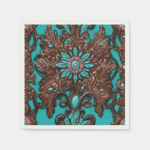 Guardanapo De Papel Festa Country Ocidental Rustica Teal Marrom