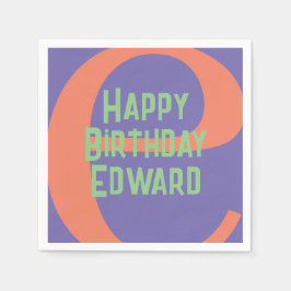 Guardanapo De Papel festa da hortelã de coral roxo de feliz aniversári