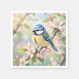 Guardanapo De Papel Festa da Primavera Personalizada com Chapim-azul e