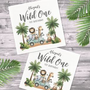 Guardanapo De Papel Festa de 1º Aniversário Wild One Jungle Safari