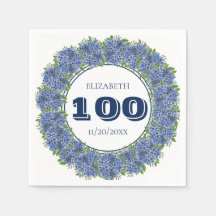 Festa de 100 Anos Elegante com Hortênsia Azul Flor