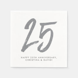 Guardanapo De Papel Festa de 25 de aniversário de prata personalizada