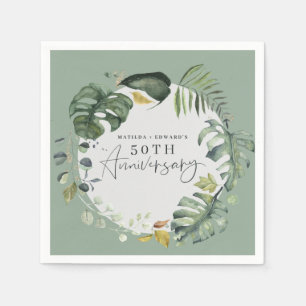 Guardanapo De Papel Festa de 50º aniversário de casamento com folhagem