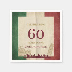 Guardanapo De Papel Festa de 60 Anos de Estilo Italiano Antigo