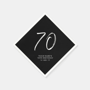 Guardanapo De Papel Festa de 70 anos em Preto e Branco Escrita à Pin