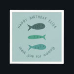 Guardanapo De Papel Festa de Aniversário à Beira-Mar Peixes Fofos PERS<br><div class="desc">Lindíssimo guardanapo para uma FESTA! Arte feita à mão para você! Perfeito para um aniversário à beira-mar.</div>