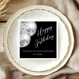 Guardanapo De Papel Festa de aniversário Adulta de Bola de Disco Negra