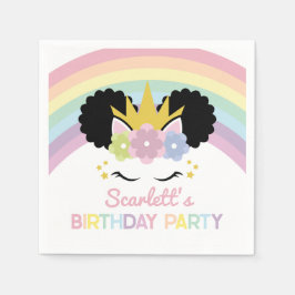 Guardanapo De Papel Festa de aniversário Afro Puff Unicorn Rainbows